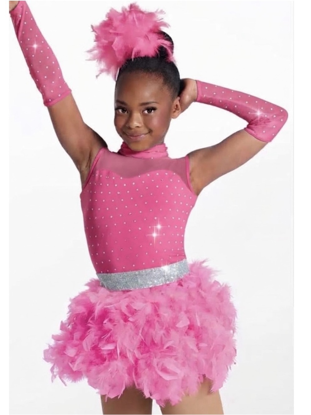 Weissman | Amazing Mayzie Hot Pink Feather Tutu Dance Costume Sparkle Accents LC
